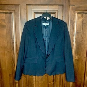 Kasper Navy Blue Ruffled Blazer